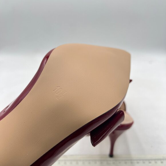 YDN Wine Stiletto Heel Pumps Bow Pointed Toe Slingback Slip on Sandals Shoes - Picture 6 of 8